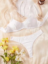 Smooth Comfortable Thin Women Night  Sleep Underwear Bra Set