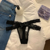 Women's thong  Lace Low Waist G-String Women Panties Mesh Bow Female Ladies Briefs Breathable Underwears Intimates Lace border o