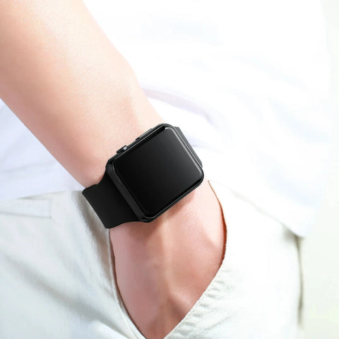 Black Silicone Wristband Casual Mens Watch