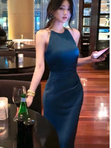 Sleeveless Women Maxi Dress Elegant Evening Long Backless Solid Simple White Luxury Dresses