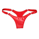 Women's Shiny PVC Leather Thongs G-strings Black Red Color Panties Knickers Briefs Underwear Sexy Lingerie Трусы Женские