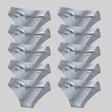 10PCS/Set Seamless Women's Panties Solid Color Silk Satin Underwear Breathable Comfortable Briefs