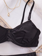 Smooth Comfortable Thin Women Night  Sleep Underwear Bra Set