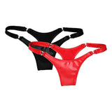 Women's Shiny PVC Leather Thongs G-strings Black Red Color Panties Knickers Briefs Underwear Sexy Lingerie Трусы Женские