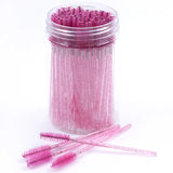 50Pcs/Bottle Eyelash Extension Brushes With Container Eyebrow  Eye Lash Mascara Wands Spoolies In Case Wholesale
