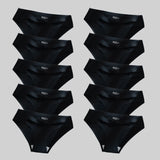 10PCS/Set Seamless Women's Panties Solid Color Silk Satin Underwear Breathable Comfortable Briefs