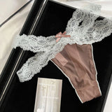 Women's thong  Lace Low Waist G-String Women Panties Mesh Bow Female Ladies Briefs Breathable Underwears Intimates Lace border o
