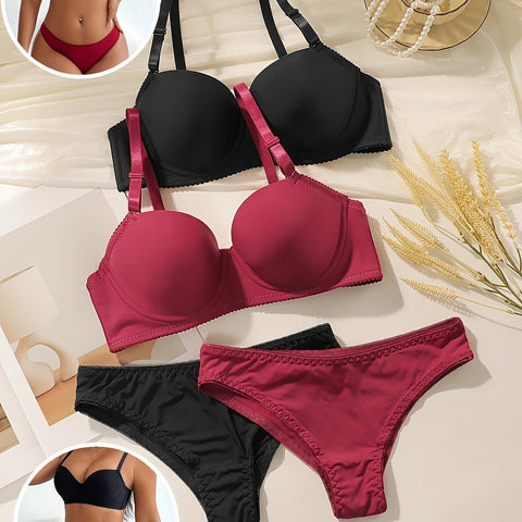 2pcs Sexy Strapless Push-Up Lingerie Set for Women - Non-Slip, Underwire Support, Nylon & Elastane Blend, Hand Washable